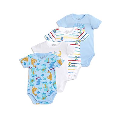 Infants Multicolor Printed Bodysuit (Pack Of 4)